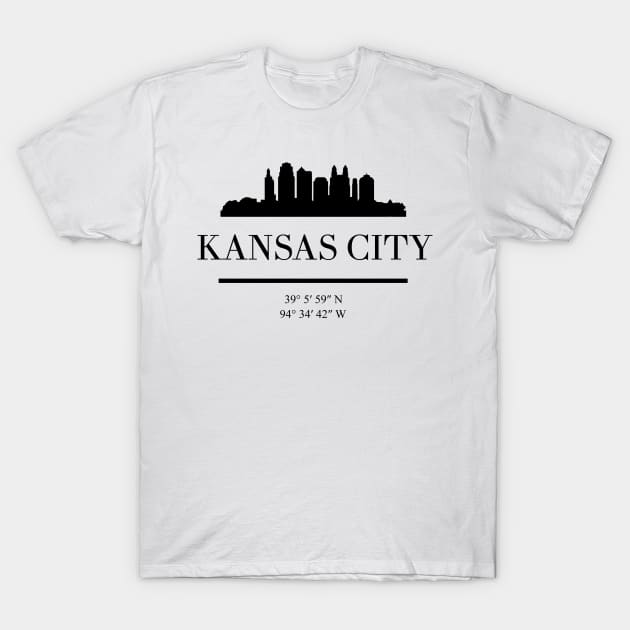 KANSAS CITY MISSOURI BLACK SILHOUETTE SKYLINE ART T-Shirt by deificusArt